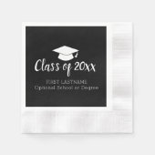 Klasse Jahr und Name Graduation Cap Schwarz-weiß Serviette (Vorderseite)