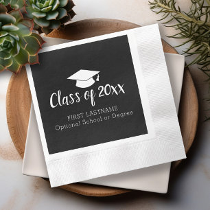 Klasse Jahr und Name Graduation Cap Schwarz-weiß Serviette