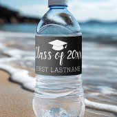 Klasse Jahr und Name - Graduationsstufe Schwarz Wasserflaschenetikett