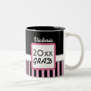 Klasse JEDES MÖGLICHEN JAHR Rosa-Schwarzen Stripe Zweifarbige Tasse