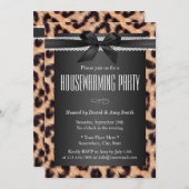 Klasse Leopard Print Black Ribbon Housewarming Einladung (Vorne/Hinten)