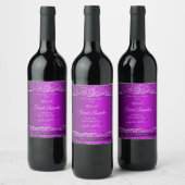 Klasse Lila mit Glitzer Initials Product Labels Weinetikett (Flaschen)