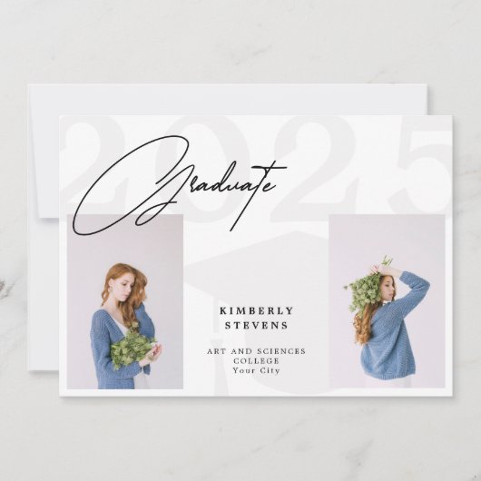 Klasse minimalistisch 2 Fotos Abitur (Vorderseite)