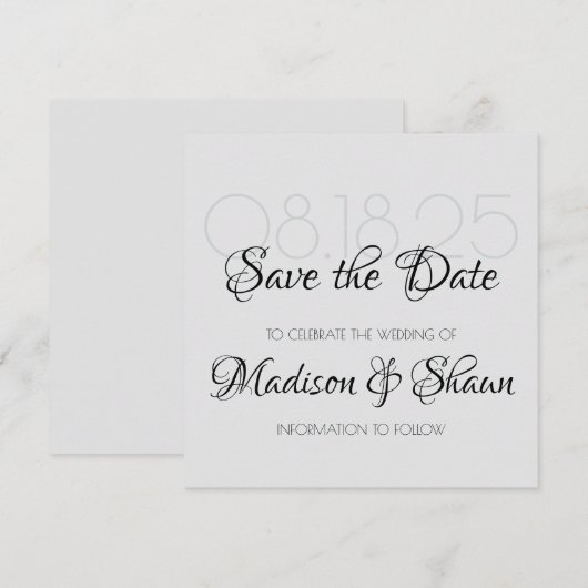 Klasse Minimalistisch Speichern der Datumskarten Einladung (Vorne/Hinten)