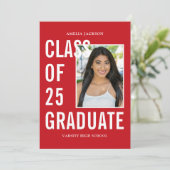 Klasse mit 25 Abschlüssen aus rotem und weißem Fot Ankündigung (Stehend Vorderseite)