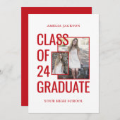 Klasse mit 25 Fotos, offen und rot Einladung (Vorne/Hinten)