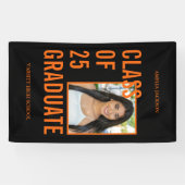 Klasse mit 25 Graduate Black & Orange Foto Banner (Horizontal)