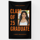 Klasse mit 25 Graduate Black & Orange Foto Banner (Vertikal)