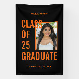 Klasse mit 25 Graduate Black & Orange Foto Banner