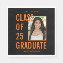 Klasse mit 25 Graduate Black & Orange Foto Serviette