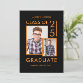 Klasse mit 25 modernen Foto Grad Party Einladung (Stehend Vorderseite)