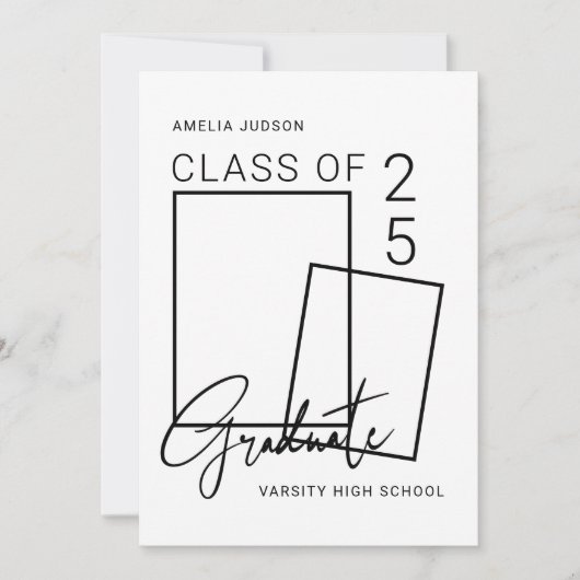 Klasse mit 25 schwarzen Skripten 2 Fotos Abschluss Ankündigung (Vorderseite)