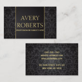 Klasse Moderne Floral Luxus Sparkor schwarzes Gold Visitenkarte (Vorne/Hinten)