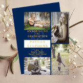 Klasse Modernes Foto Blau | Weißer Abschluss Gold Folieneinladung