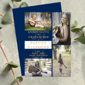 Klasse Modernes Foto Blau | Weißer Abschluss Gold Folieneinladung