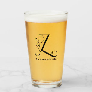 Klasse Monogram, Initial Z mit Nachname Glas