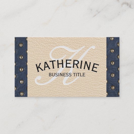 Klasse Monogram | Leder Upholstered Visitenkarte (Vorderseite)