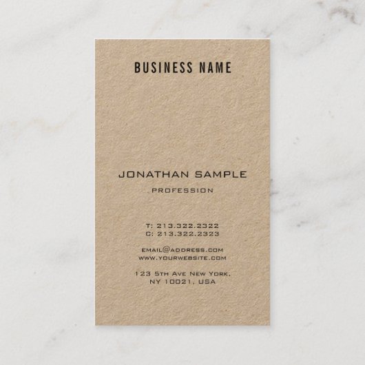 Klasse Monogram Premium Kraft Moderne Vertikale Ch Visitenkarte (Rückseite)