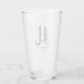 Klasse Monogramm Anfangsbuchstaben H mit Nachname  Glas (Rückseite)