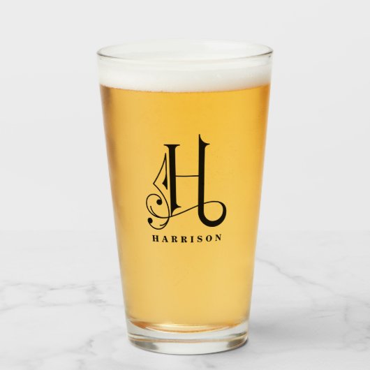 Klasse Monogramm Anfangsbuchstaben H mit Nachname  Glas (Vorne (Gefüllt))
