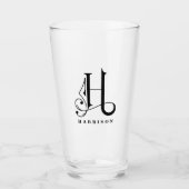 Klasse Monogramm Anfangsbuchstaben H mit Nachname  Glas (Vorderseite)