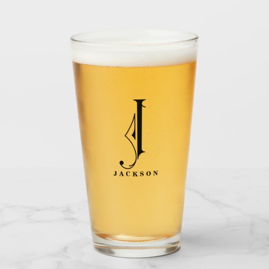 Klasse Monogramm Anfangsbuchstaben J mit Nachname  Glas (Vorne (Gefüllt))