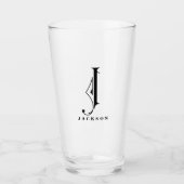 Klasse Monogramm Anfangsbuchstaben J mit Nachname  Glas (Vorderseite)