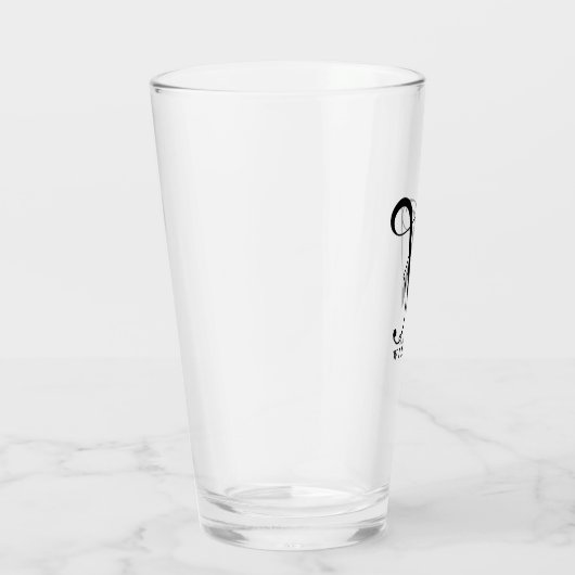 Klasse Monogramm erste W mit bearbeitbarem Nachnam Glas (Rechts)