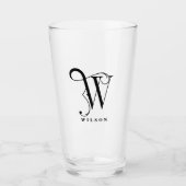 Klasse Monogramm erste W mit bearbeitbarem Nachnam Glas (Vorderseite)