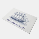 Klasse Nautical Ship Schooner Familienname Fußmatte (Schrägansicht)