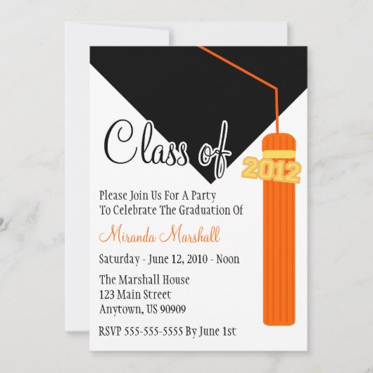 Klasse of 2012 Tassel Abschluss Invite (Orange) Einladung (Vorderseite)