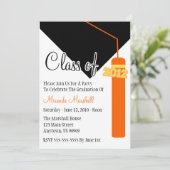 Klasse of 2012 Tassel Abschluss Invite (Orange) Einladung (Stehend Vorderseite)