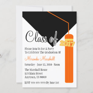 Klasse of 2017 Tassel Abschluss Invite (Orange) Einladung