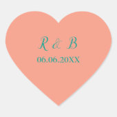 Klasse Peach und Aquamarin Herz-Aufkleber (Vorderseite)