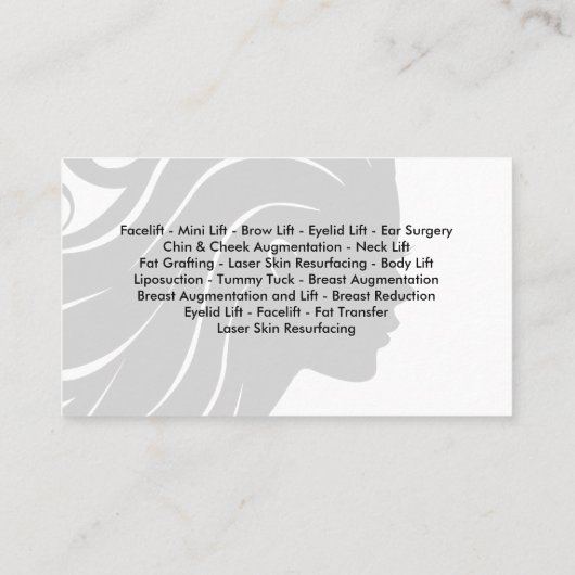 Klasse plastischer Chirurg Visitenkarte (Rückseite)