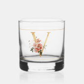 Klasse Poppy Blumendekoration Initial V Whiskyglas (Vorderseite)
