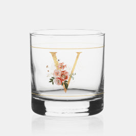 Klasse Poppy Blumendekoration Initial V Whiskyglas