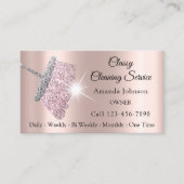 Klasse Reinigungsdienst Haushaltshilfe Rose Glitze Visitenkarte (Vorderseite)