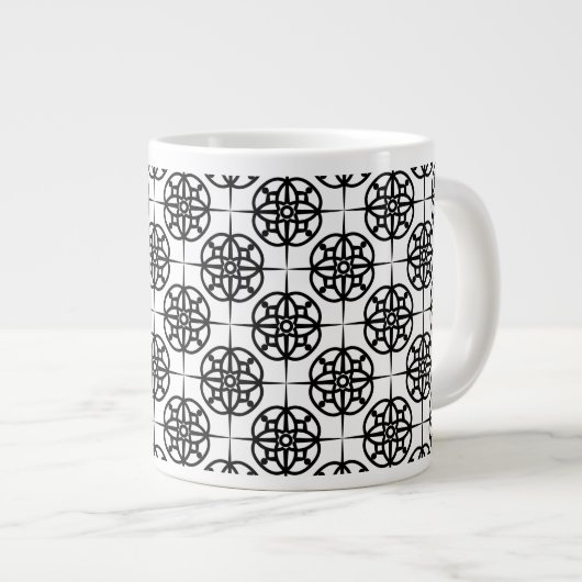 Klasse Retro visuelles geometrisches Muster Jumbo-Tasse (Vorderseite Rechts)