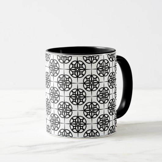 Klasse Retro visuelles geometrisches Muster Tasse (VorderseiteRechts)