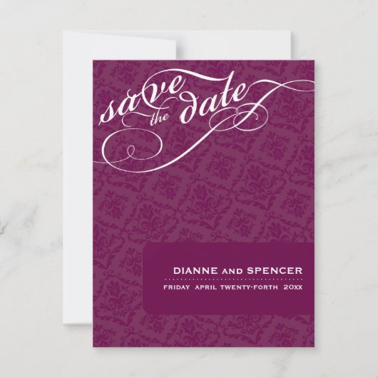 KLASSE SAVE THE DATE: extravaganter Text 6A Date (Vorderseite)