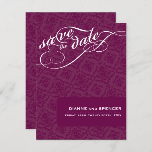 KLASSE SAVE THE DATE: extravaganter Text 6A Save The Date (Vorne/Hinten)