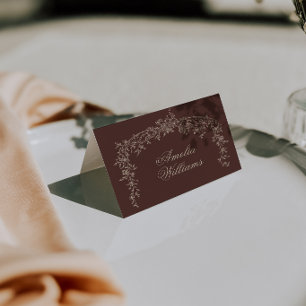 Klasse Schokoladenbraun Floral Botanisch Hochzeit Tischnummer