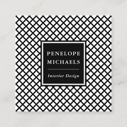 Klasse Schwarz und Weiß Geometrisch Quadratische Visitenkarte (Vorderseite)