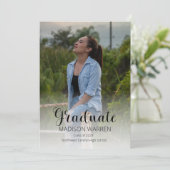 Klasse Script Graduate Zwei Foto Abschluss Blau Einladung (Stehend Vorderseite)