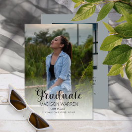 Klasse Script Graduate Zwei-Foto-Abschluss Grau Einladung