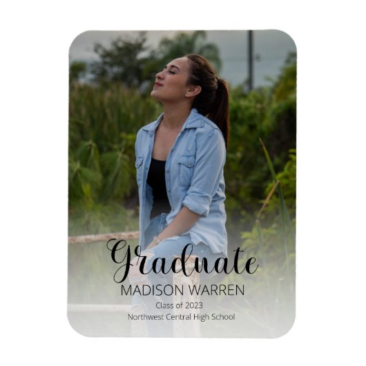 Klasse Script Graduate Zwei-Foto-Abschluss Magnet (Vertikal)