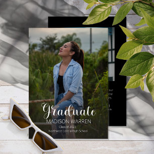 Klasse Script Graduate Zwei-Foto-Abschluss Schwarz Einladung