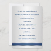 Klasse, silberblau Mortar & Diplom Abschluss Einladung (Rückseite)