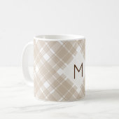 Klasse Tan Kariert Monogramm Kaffeetasse (Vorderseite Links)